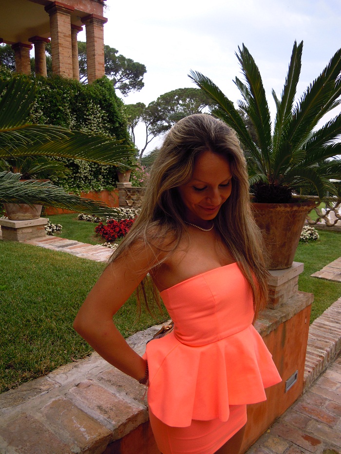 Apricot peplum dress