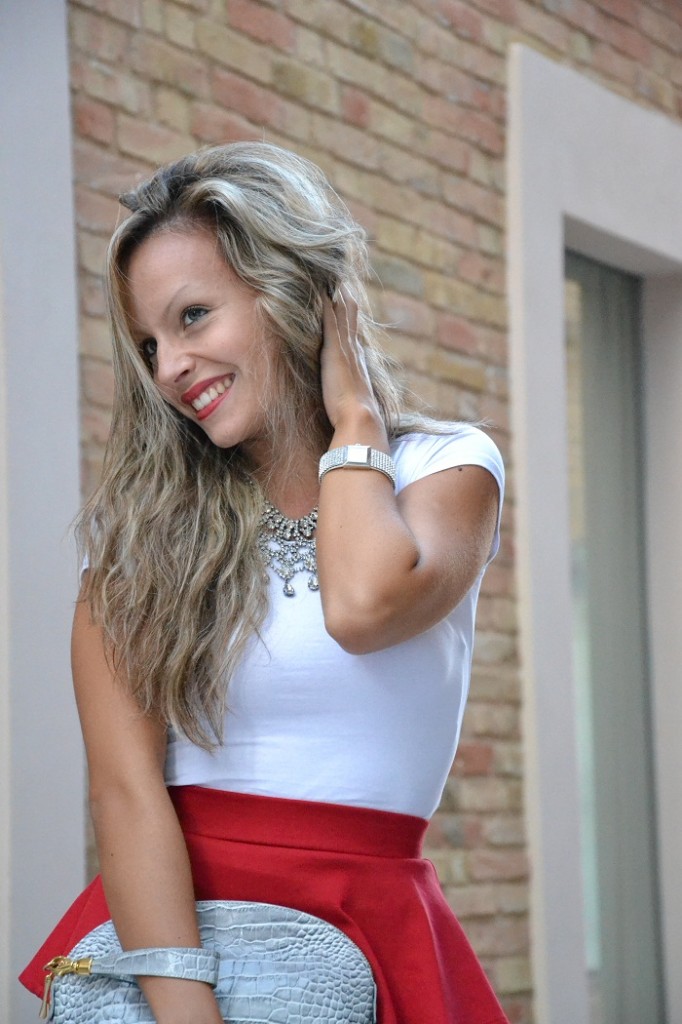 Red peplum skirt