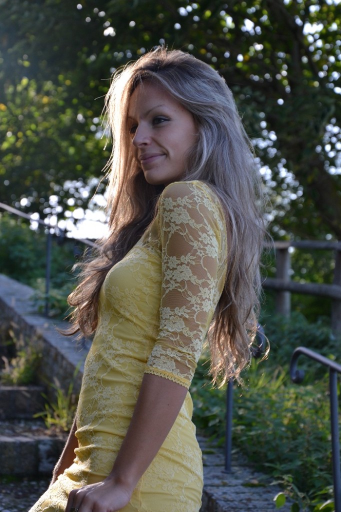 Yellow lace dress