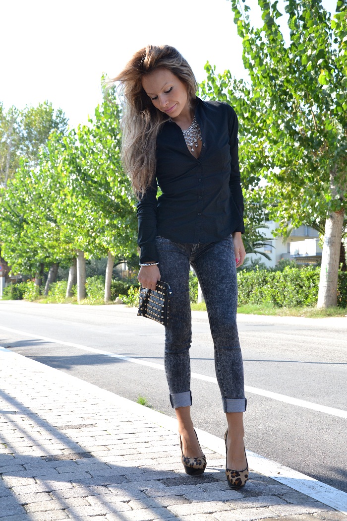 Jeans skinny and animalier heels - it-girl by eleonora Petrella
