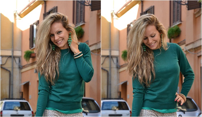 green jersey and leopard pants - It-girl by Eleonora Petrella