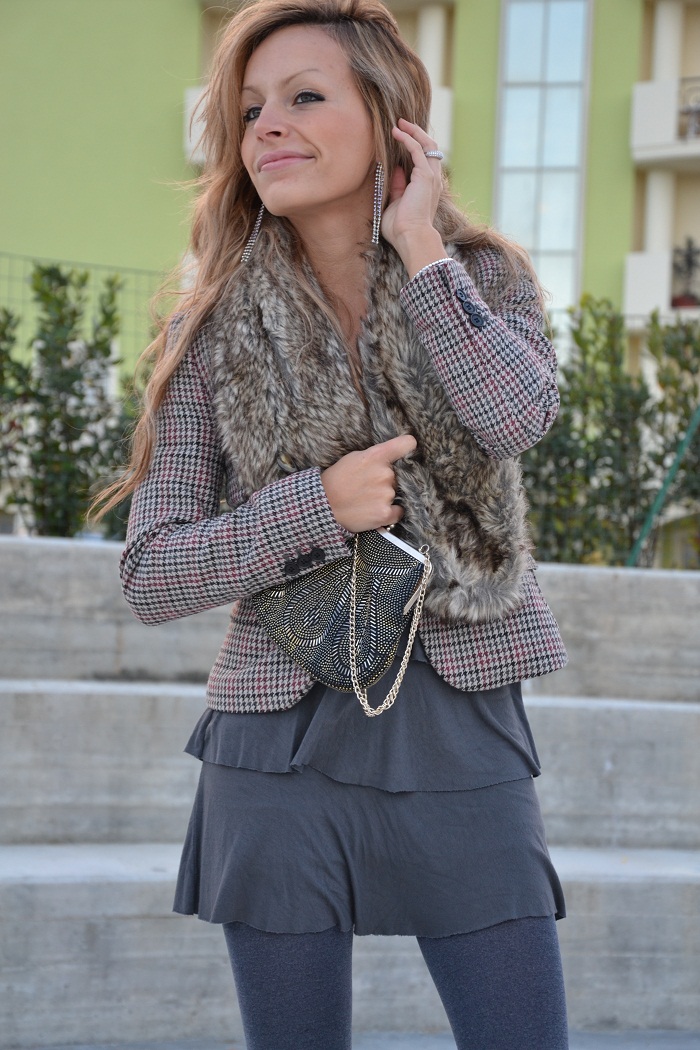 faux fur collar and H&M blazer - It-girl by Eleonora Petrella