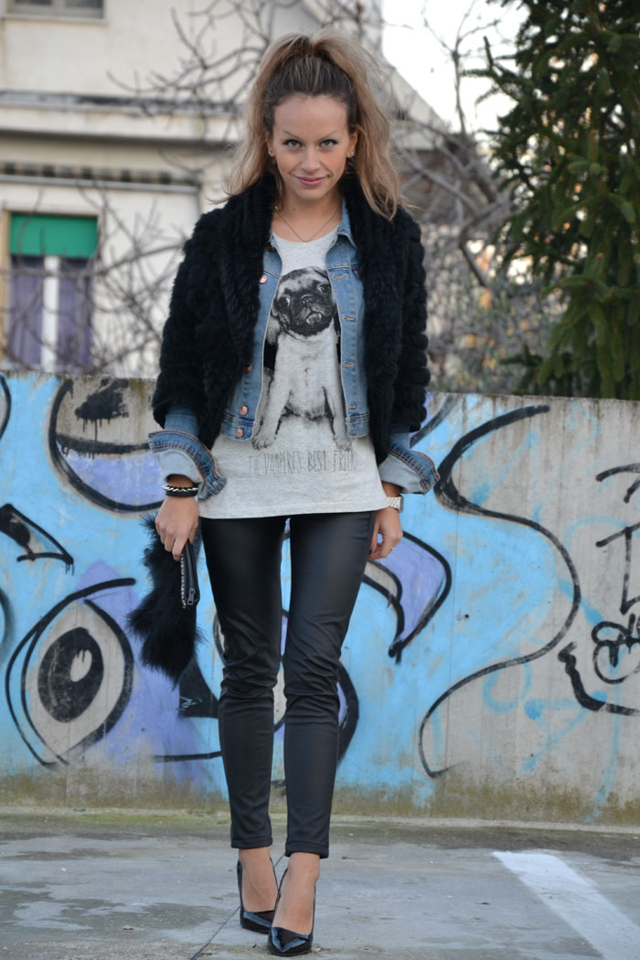 Faux fur jacket and pochette and Zara heels - It-Girl by Eleonora Petrella