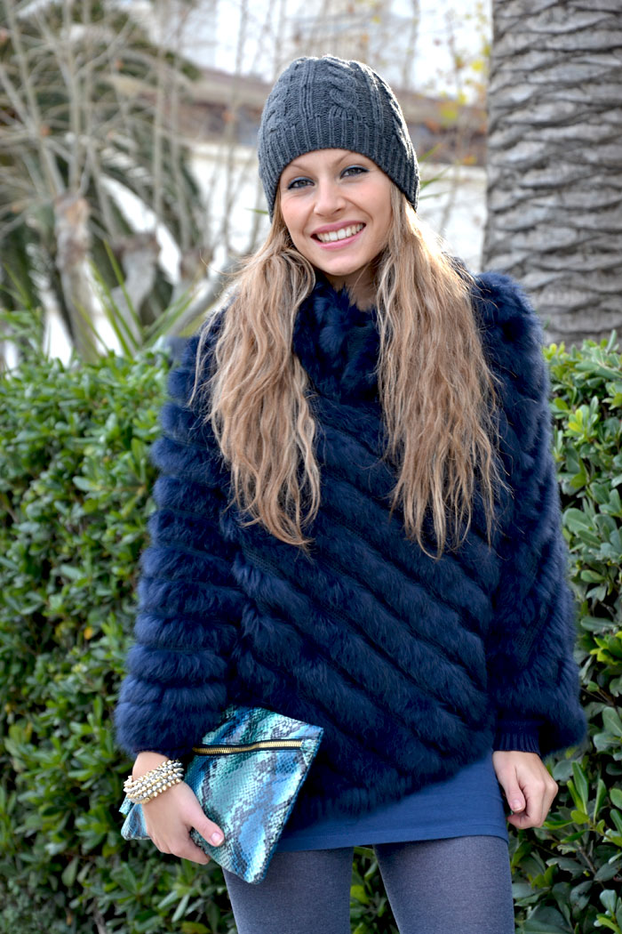 Blue faux fur cape and Asos wedges - It-girl by Eleonora Petrella