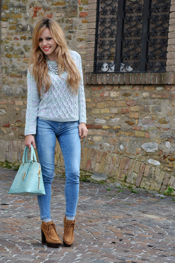 Zara skinny jeans and S/S 2013 H&M pastel sweater - It-Girl by Eleonora Petrella