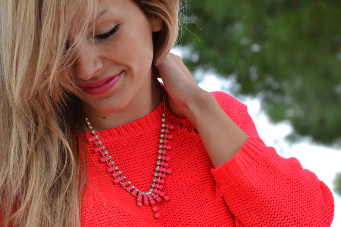 H&M neon sweater, Zara skinny jeans and Oasap studded bag - It-Girl by Eleonora Petrella