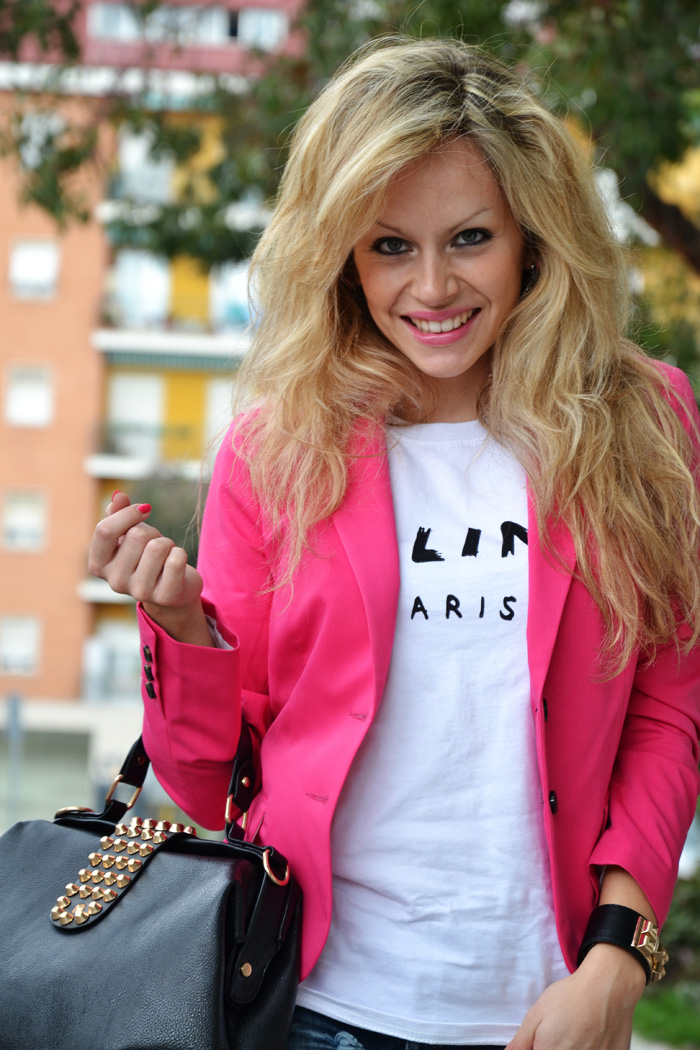 SheInside Celine Paris t-shirt and Oasap studded bag - outfit fashion blogger It-Girl by Eleonora Petrella