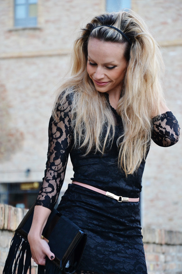 sheinside black lace dress and zara heels - outfit fashion blogger spring summer 2013 it-girl by Eleonora Petrella