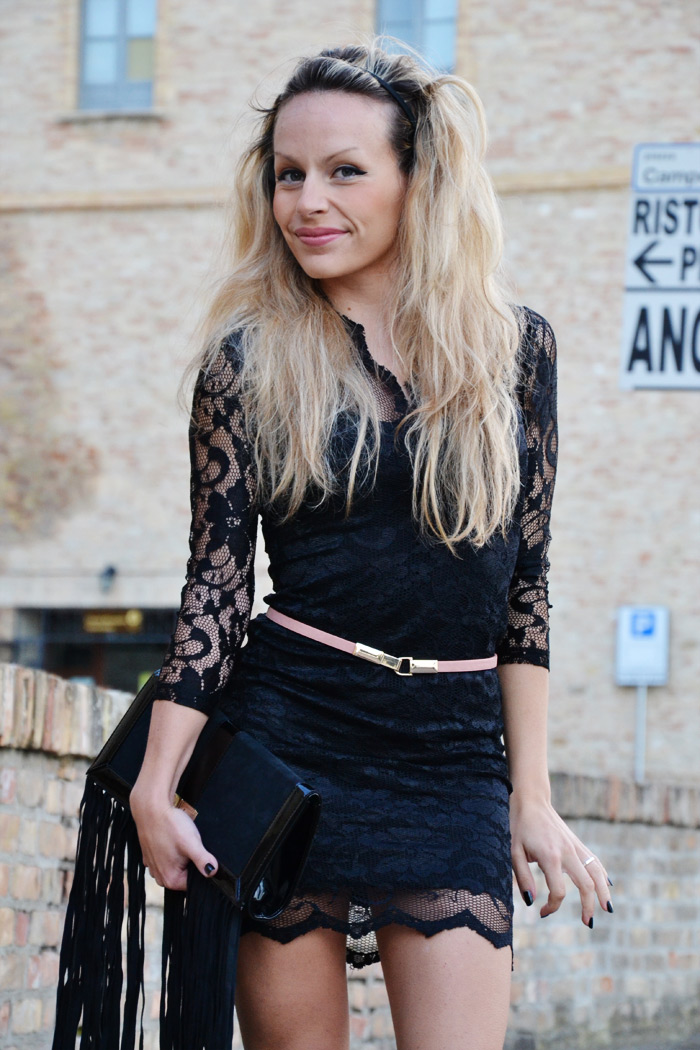 sheinside black lace dress and zara heels - outfit fashion blogger spring summer 2013 it-girl by Eleonora Petrella