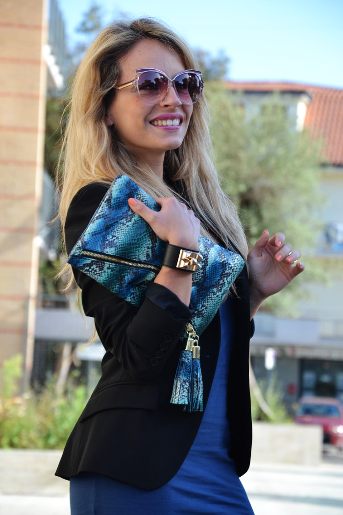 Zara black blazer, Yves Saint laurent sunglasses and Asos python bloot- outfit fashion blogger It-Girl by Eleonora Petrella
