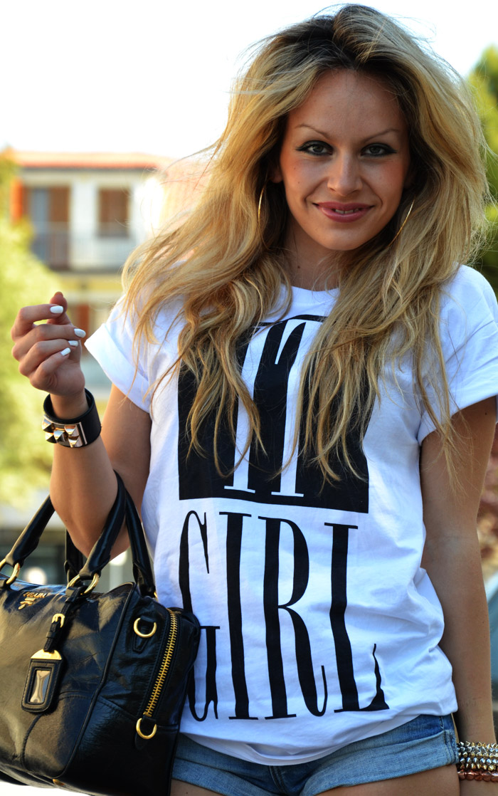 Forever 21 It Girl t-shirt and denim shirt - outfit spring 2013 fashion blogger It-Girl by Eleonora Petrella