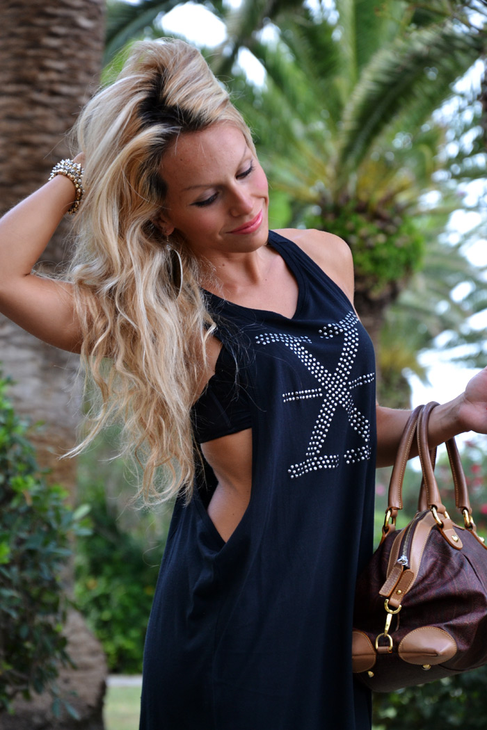 Maxidress - vestito lungo nero H&M - outfit total black summer 2013 - look estivi 2013 - fashion blogger It-Girl by Eleonora Petrella