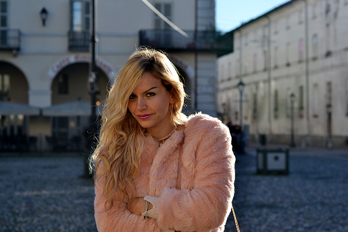 Faux fur pink coat, skinny jeans, See by Chloé bag - oufit winder 2013/14 italian fashion blogger It-Girl by Eleonora Petrella