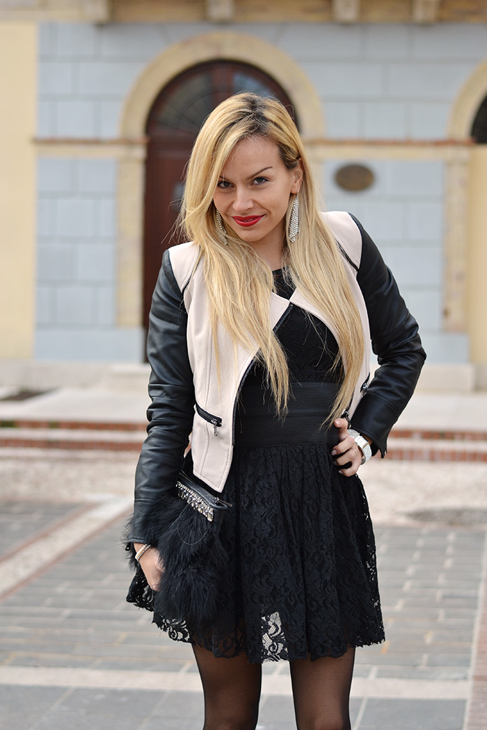 Vessts lace party dress, Zara high heels, Sheinside jacket – outfit winter 2014 italian fashion blogger It-Girl by Eleonora Petrella