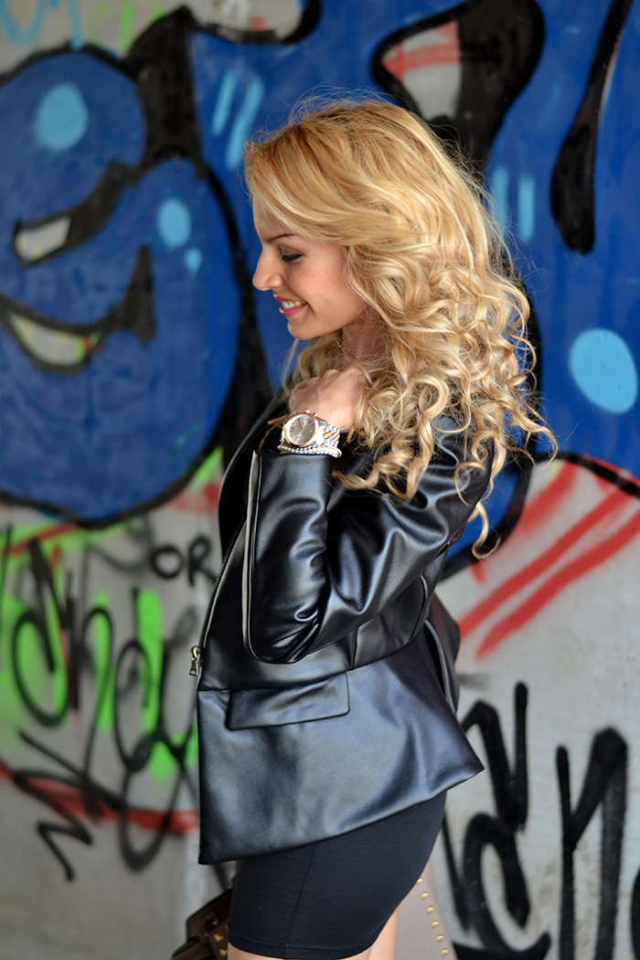 Choies Little Black Dress, sexy LBD, anfibi Cult Shoes biker boots, Michael Kors Selma bag – outfit rock fashion blogger Torino It-Girl by Eleonora Petrella