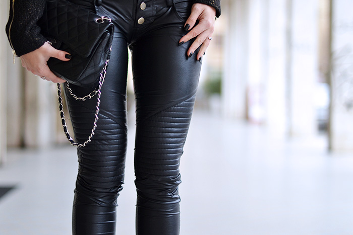 Leather biker pants