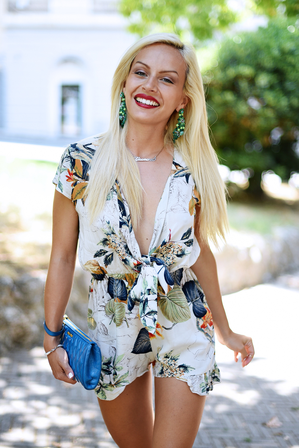 Lookbook Store, playsuit, tendencia mono, flower jumpsuit playsuit, tute estive, Miu Miu clutch, outfit summer 2015 - fashion blogger It-Girl by Eleonora Petrella