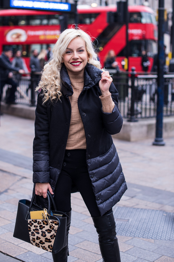 Oxford Street with my fav black coat – London