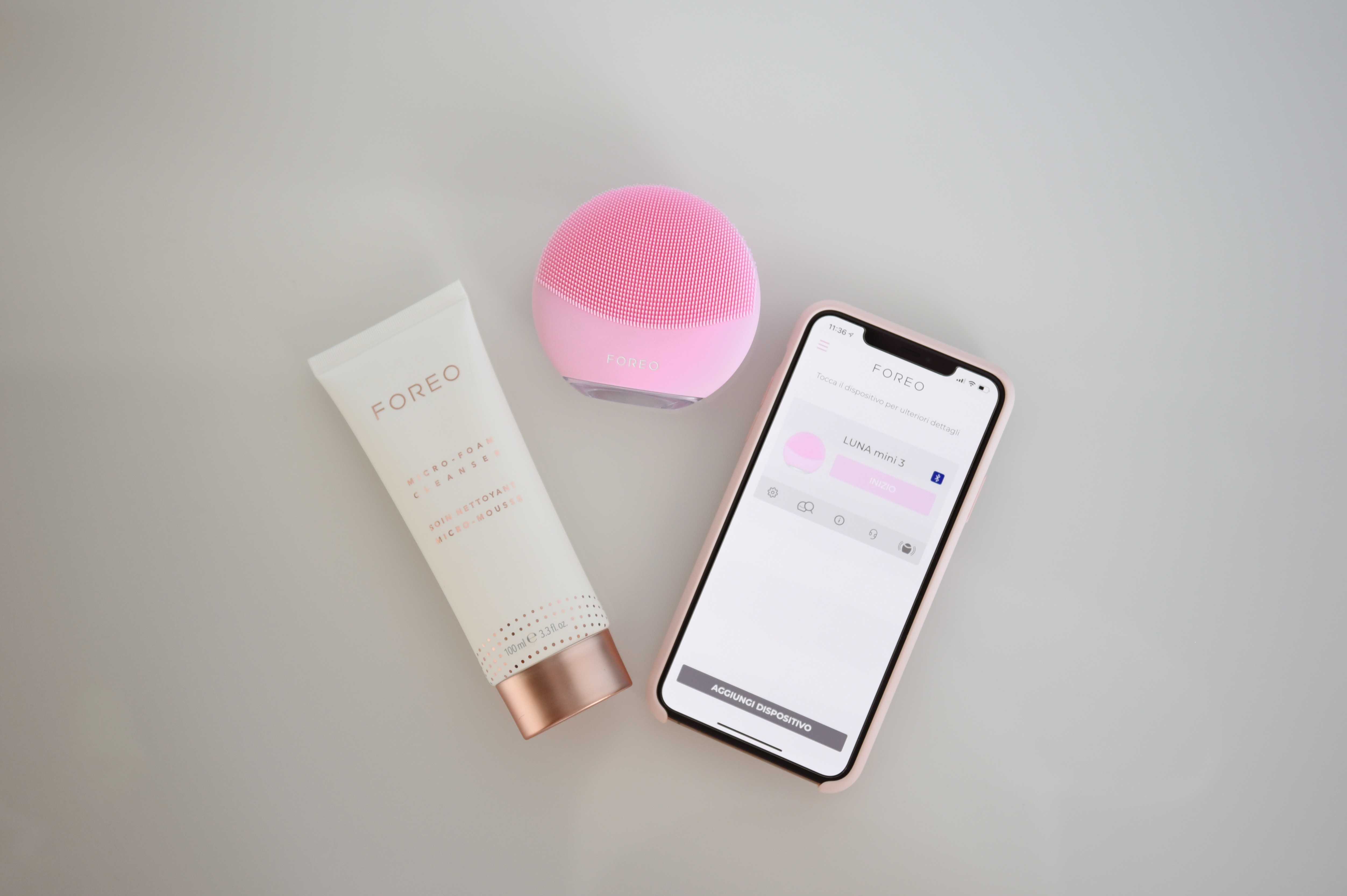 Pulizia del viso intelligente con FOREO LUNA mini 3, FOREO For You app per smartphone